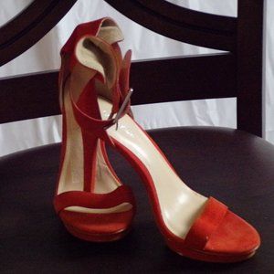 BURNT ORANGE SUEDE CALVIN KLEIN OPEN TOE SANDEL